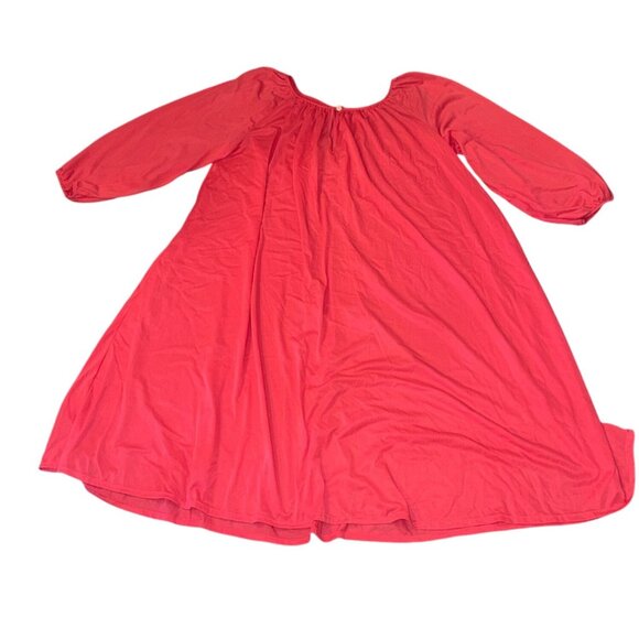 Vintage Womens Pink  Nylon Nightgown With Long Sleeves & Gathered Neckline - Picture 1 of 5